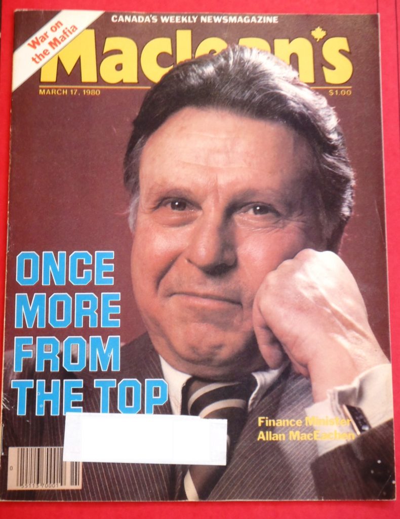 Nommé ministre des Finances, MacEachen a fait la une du Maclean’s, le 17 mars 1980. 