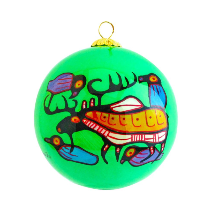 Norval Morrisseau Glass Ornament - Moose Harmony:: Ornement de verre Norval Morrisseau - Moose Harmony