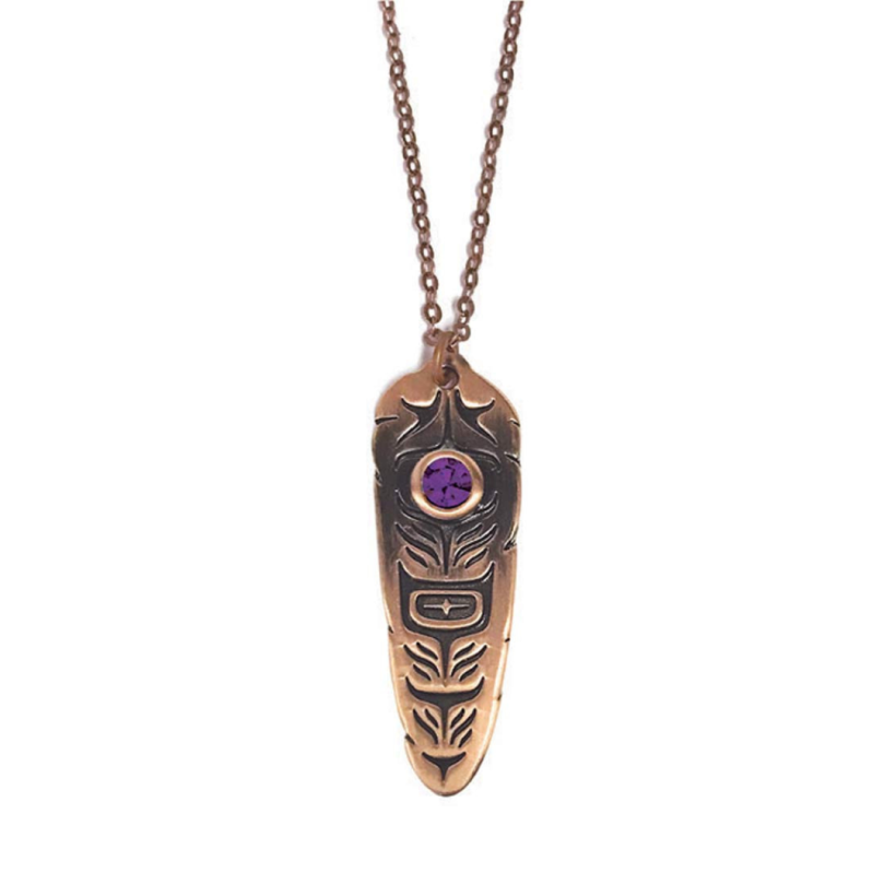 Sacred Feather Necklace - Amethyst