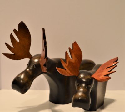 Wooden Sculpture Standing Moose