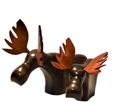 Wooden Standing Moose Sculpture