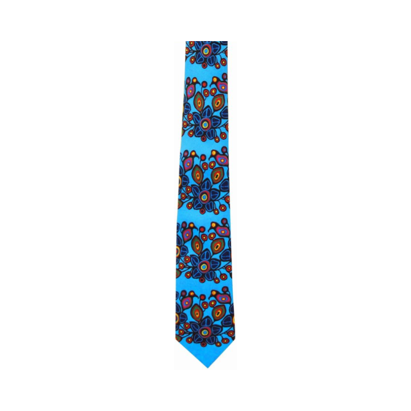 Norval Morrisseau Flowers and Birds Artist Design Silk Tie