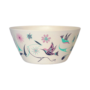 Bamboo Bowl (10") - Hummingbirds by Coast Salish artist Nicole La Rock