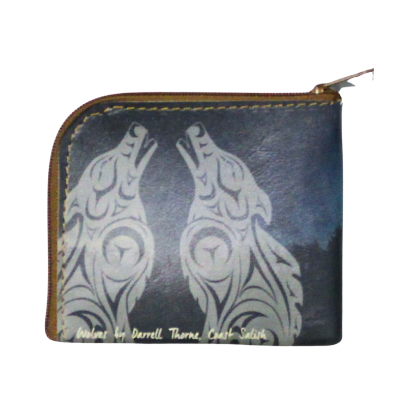 Porte-monnaie Loups par l'artiste Coast Salish Wolves Coin Purse by Coast Salish artist Darrell Thorne