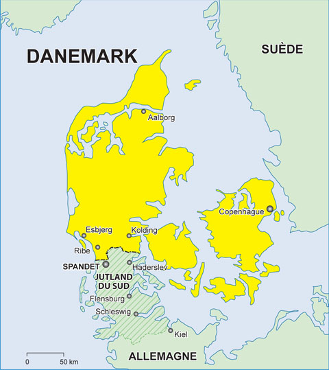 Carte du Danemark