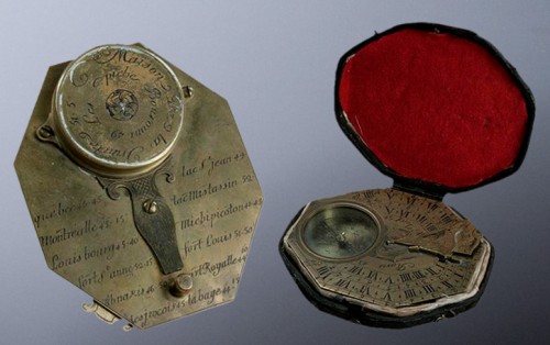 Cadran solaire et boussole de poche, vers 1750