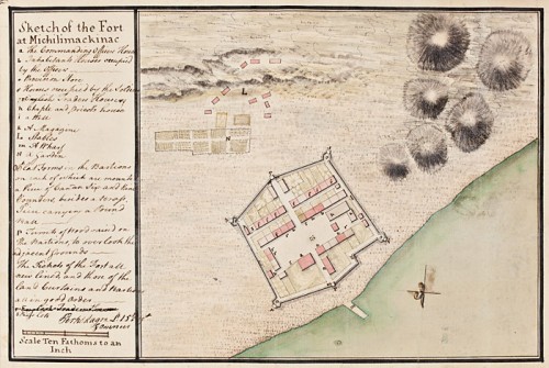 Plan du Fort Michilimackinac par Magra Perkins, 1765