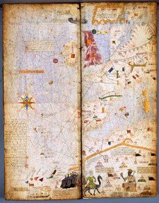 Mappemonde de l'Atlas catalan, 1375, par l’enlumineur Abraham Cresques
