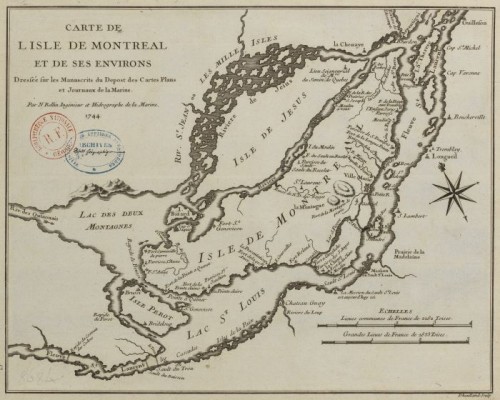 Carte de l'Ile de Montréal et de ses environs, 1744, par J.-N. Bellin